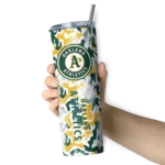 personalized oakland athletics claw marks green white skinny tumbler best selling.webp