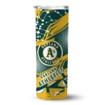 personalized oakland athletics helmet clash green skinny tumbler best selling.webp