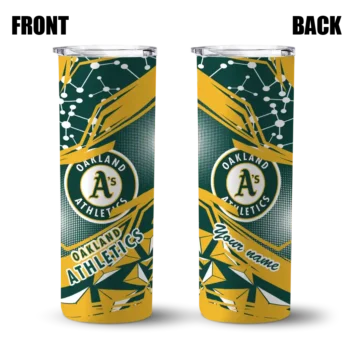 personalized oakland athletics helmet clash green skinny tumbler fashion forward.webp
