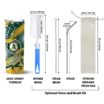 personalized oakland athletics helmet clash green skinny tumbler best selling.webp