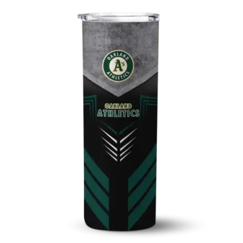personalized oakland athletics hexagon honeycomb green black skinny tumbler best selling.webp