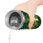 personalized oakland athletics metallic grid green skinny tumbler best selling.webp