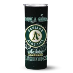 personalized oakland athletics rose romance green black skinny tumbler best selling.webp