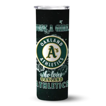 personalized oakland athletics rose romance green black skinny tumbler best selling.webp