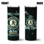 personalized oakland athletics rose romance green black skinny tumbler best selling.webp