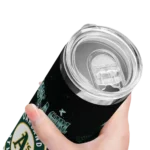 personalized oakland athletics rose romance green black skinny tumbler best selling.webp