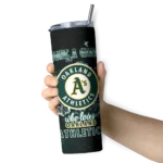 personalized oakland athletics rose romance green black skinny tumbler best selling.webp