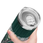 personalized oakland athletics sparkle drip green skinny tumbler best selling.webp