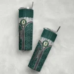 personalized oakland athletics sparkle drip green skinny tumbler best selling.webp