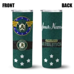 personalized oakland athletics star cluster green skinny tumbler best selling.webp