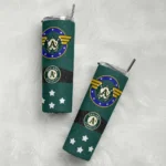 personalized oakland athletics star cluster green skinny tumbler best selling.webp