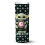 personalized oakland athletics yoda cozy green black skinny tumbler best selling.webp
