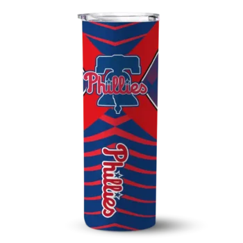 personalized philadelphia phillies camo texture blue skinny tumbler best selling.webp