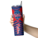 personalized philadelphia phillies camo texture blue skinny tumbler best selling.webp