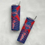 personalized philadelphia phillies camo texture blue skinny tumbler best selling.webp