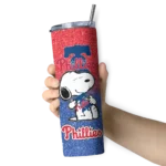 personalized philadelphia phillies snoopy attitude blue skinny tumbler best selling.webp