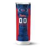 personalized philadelphia phillies stacked diamond blue skinny tumbler best selling.webp
