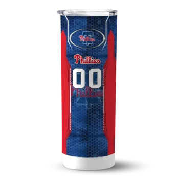 personalized philadelphia phillies stacked diamond blue skinny tumbler best selling.webp
