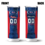 personalized philadelphia phillies stacked diamond blue skinny tumbler best selling.webp