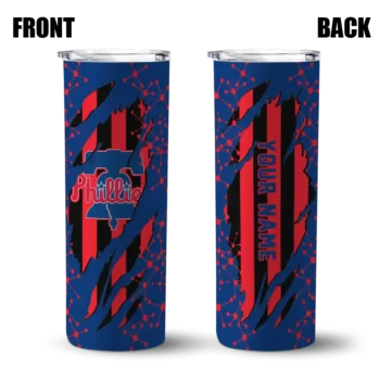 personalized philadelphia phillies star pop blue black skinny tumbler fashion forward.webp