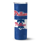 personalized philadelphia phillies torn band blue white skinny tumbler best selling.webp