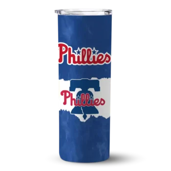 personalized philadelphia phillies torn band blue white skinny tumbler best selling.webp