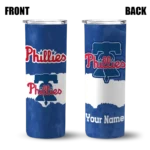 personalized philadelphia phillies torn band blue white skinny tumbler best selling.webp