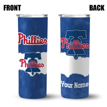 personalized philadelphia phillies torn band blue white skinny tumbler fashion forward.webp