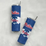 personalized philadelphia phillies torn band blue white skinny tumbler best selling.webp