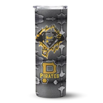 personalized pittsburgh pirates chevron v black gray skinny tumbler best selling.webp