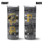personalized pittsburgh pirates chevron v black gray skinny tumbler best selling.webp