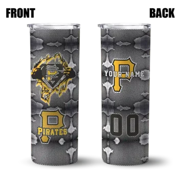 personalized pittsburgh pirates chevron v black gray skinny tumbler fashion forward.webp