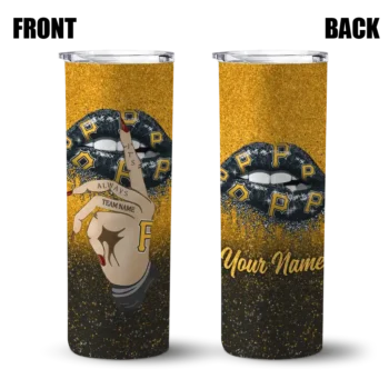 personalized pittsburgh pirates sparkle lips black skinny tumbler fashion forward.webp
