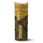 personalized pittsburgh pirates spiral burst print black skinny tumbler best selling.webp