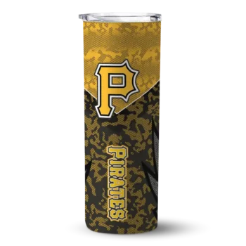 personalized pittsburgh pirates spiral burst print black skinny tumbler best selling.webp