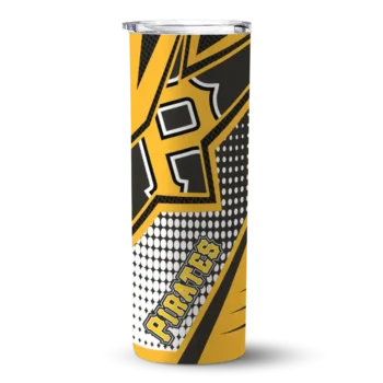 personalized pittsburgh pirates web stripes black white skinny tumbler best selling.webp