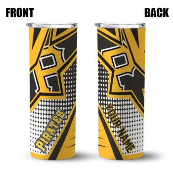 personalized pittsburgh pirates web stripes black white skinny tumbler fashion forward.webp