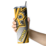 personalized pittsburgh pirates web stripes black white skinny tumbler best selling.webp