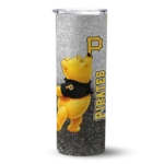 personalized pittsburgh pirates winnie the pooh black gray skinny tumbler best selling.webp