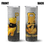 personalized pittsburgh pirates winnie the pooh black gray skinny tumbler best selling.webp