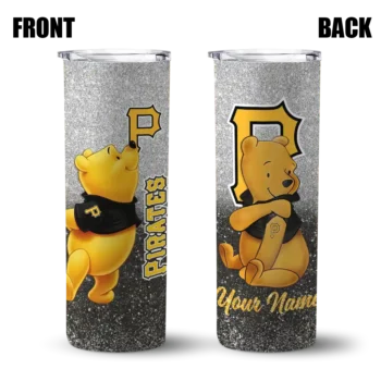 personalized pittsburgh pirates winnie the pooh black gray skinny tumbler fashion forward.webp