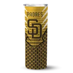 personalized san diego padres chevron stripes brown skinny tumbler best selling.webp
