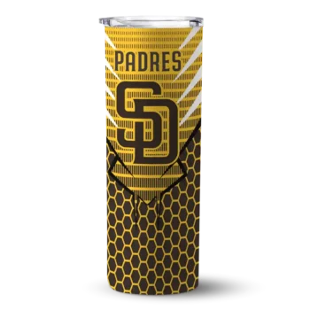 personalized san diego padres chevron stripes brown skinny tumbler best selling.webp