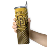 personalized san diego padres chevron stripes brown skinny tumbler best selling.webp