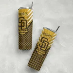 personalized san diego padres chevron stripes brown skinny tumbler best selling.webp