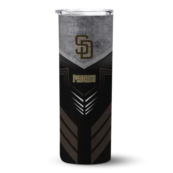 personalized san diego padres hexagon honeycomb brown black skinny tumbler best selling.webp