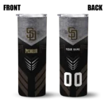 personalized san diego padres hexagon honeycomb brown black skinny tumbler best selling.webp