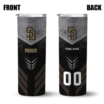 personalized san diego padres hexagon honeycomb brown black skinny tumbler fashion forward.webp