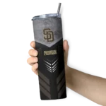 personalized san diego padres hexagon honeycomb brown black skinny tumbler best selling.webp