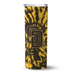 personalized san diego padres metallic grid brown skinny tumbler best selling.webp